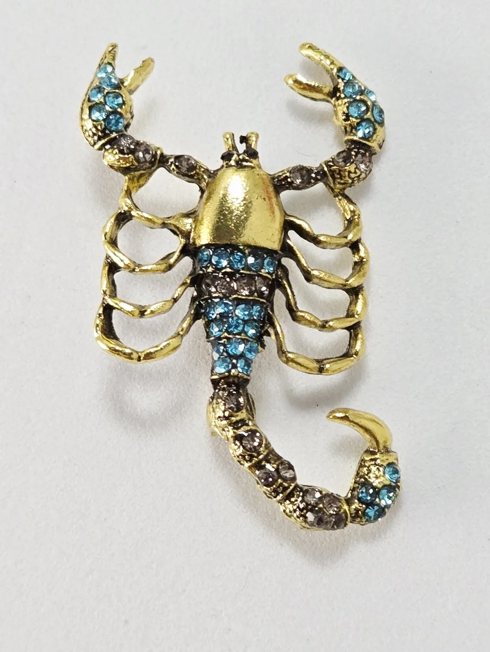 Scorpio Energy Rhinestone Scorpion Brooch Gold Zodiac Astrology Pin Edgy Glam